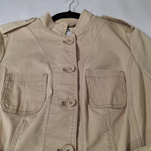 Jessica Sport Y2K Vintage Military Safari Cargo Jacket Blazer Sz 12 Khaki Travel - Picture 8 of 16